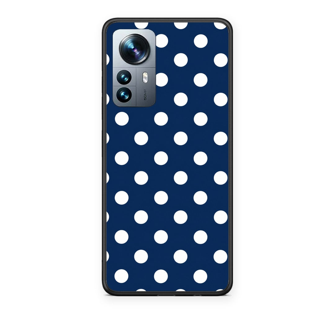 Θήκη Xiaomi 12 Pro White Large Polka Dots on Navy από τη Smartfits με σχέδιο στο πίσω μέρος και μαύρο περίβλημα | Xiaomi 12 Pro White Large Polka Dots on Navy case with colorful back and black bezels