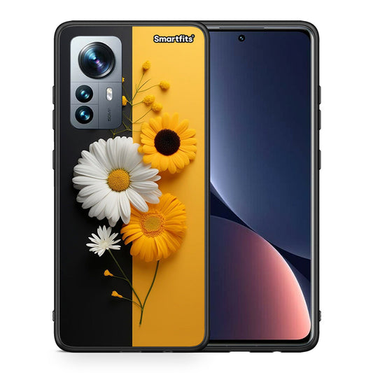 Θήκη Xiaomi 12 Pro Yellow Daisies από τη Smartfits με σχέδιο στο πίσω μέρος και μαύρο περίβλημα | Xiaomi 12 Pro Yellow Daisies case with colorful back and black bezels