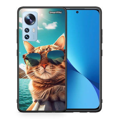 Θήκη Xiaomi 12/12X 5G Summer Cat από τη Smartfits με σχέδιο στο πίσω μέρος και μαύρο περίβλημα | Xiaomi 12/12X 5G Summer Cat case with colorful back and black bezels