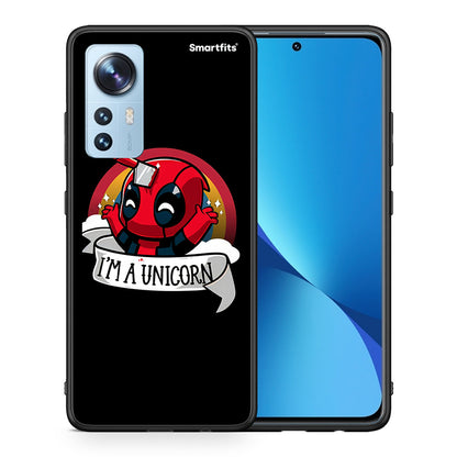 Θήκη Xiaomi 12/12X 5G Unicorn Deadpool από τη Smartfits με σχέδιο στο πίσω μέρος και μαύρο περίβλημα | Xiaomi 12/12X 5G Unicorn Deadpool case with colorful back and black bezels