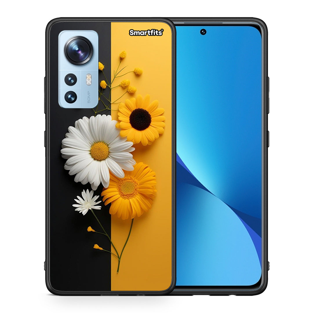 Θήκη Xiaomi 12/12X 5G Yellow Daisies από τη Smartfits με σχέδιο στο πίσω μέρος και μαύρο περίβλημα | Xiaomi 12/12X 5G Yellow Daisies case with colorful back and black bezels