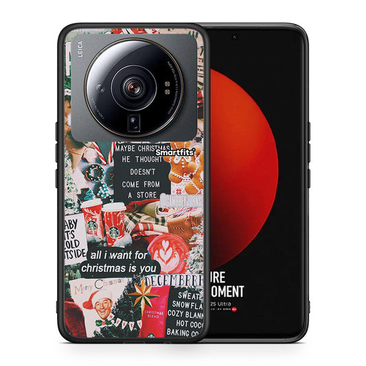 Θήκη Xiaomi 12S Ultra Christmas Happiness από τη Smartfits με σχέδιο στο πίσω μέρος και μαύρο περίβλημα | Xiaomi 12S Ultra Christmas Happiness case with colorful back and black bezels