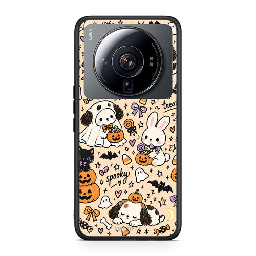 Θήκη Xiaomi 12S Ultra Halloween Puppies and Friends on Cream από τη Smartfits με σχέδιο στο πίσω μέρος και μαύρο περίβλημα | Xiaomi 12S Ultra Halloween Puppies and Friends on Cream case with colorful back and black bezels