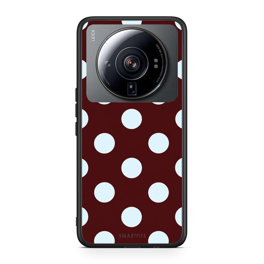 Θήκη Xiaomi 12S Ultra Pale Blue Large Polka Dots on Burgundy από τη Smartfits με σχέδιο στο πίσω μέρος και μαύρο περίβλημα | Xiaomi 12S Ultra Pale Blue Large Polka Dots on Burgundy case with colorful back and black bezels