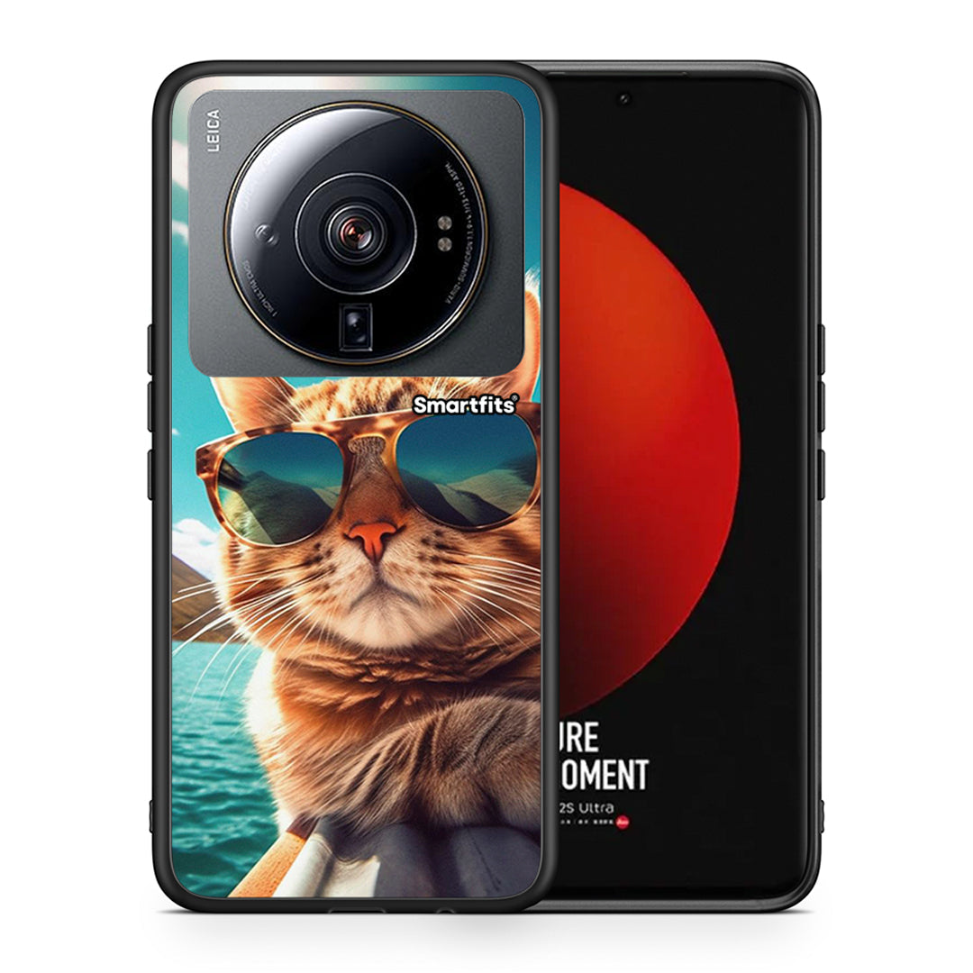 Θήκη Xiaomi 12S Ultra Summer Cat από τη Smartfits με σχέδιο στο πίσω μέρος και μαύρο περίβλημα | Xiaomi 12S Ultra Summer Cat case with colorful back and black bezels