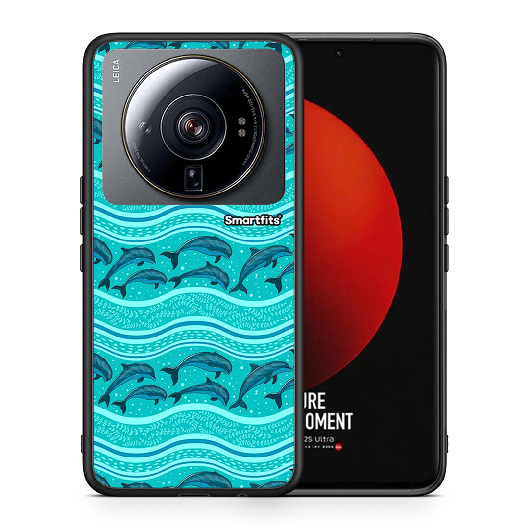 Θήκη Xiaomi 12S Ultra Swimming Dolphins από τη Smartfits με σχέδιο στο πίσω μέρος και μαύρο περίβλημα | Xiaomi 12S Ultra Swimming Dolphins case with colorful back and black bezels