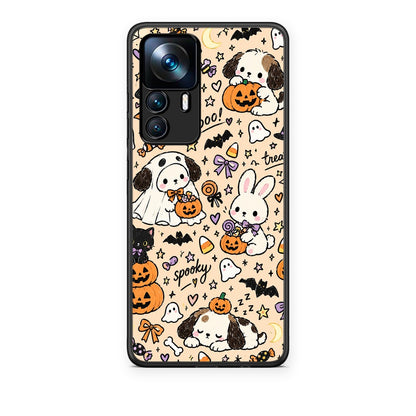 Θήκη Xiaomi 12T / K50 Ultra Halloween Puppies and Friends on Cream από τη Smartfits με σχέδιο στο πίσω μέρος και μαύρο περίβλημα | Xiaomi 12T / K50 Ultra Halloween Puppies and Friends on Cream case with colorful back and black bezels