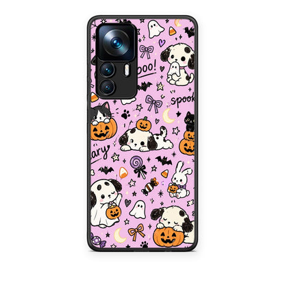 Θήκη Xiaomi 12T / K50 Ultra Halloween Puppies and Friends on Lilac από τη Smartfits με σχέδιο στο πίσω μέρος και μαύρο περίβλημα | Xiaomi 12T / K50 Ultra Halloween Puppies and Friends on Lilac case with colorful back and black bezels