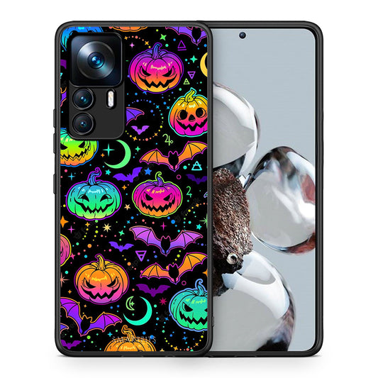 Θήκη Xiaomi 12T / K50 Ultra Neon Halloween από τη Smartfits με σχέδιο στο πίσω μέρος και μαύρο περίβλημα | Xiaomi 12T / K50 Ultra Neon Halloween case with colorful back and black bezels