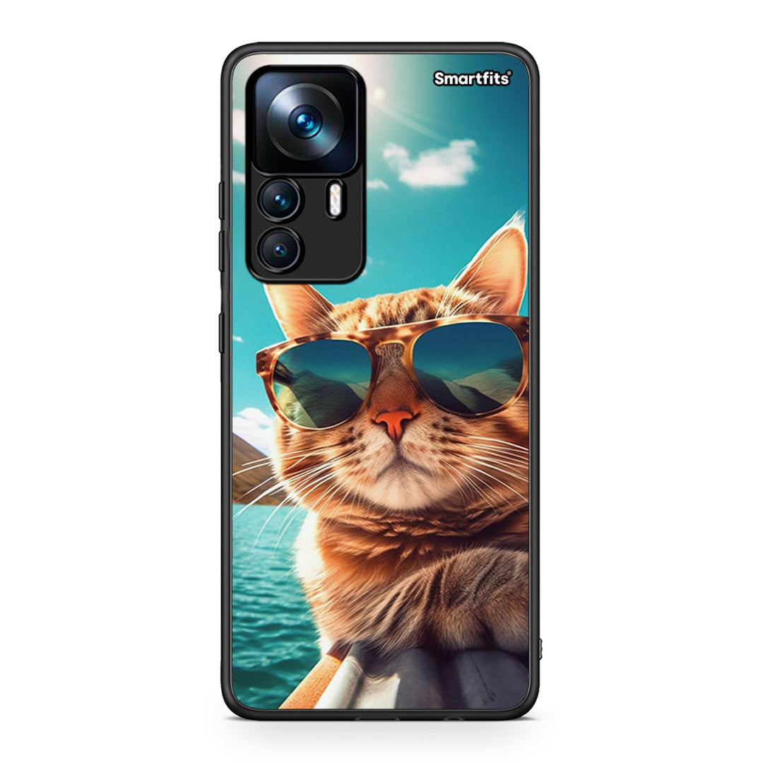 Xiaomi 12T / K50 Ultra Summer Cat θήκη από τη Smartfits με σχέδιο στο πίσω μέρος και μαύρο περίβλημα | Smartphone case with colorful back and black bezels by Smartfits