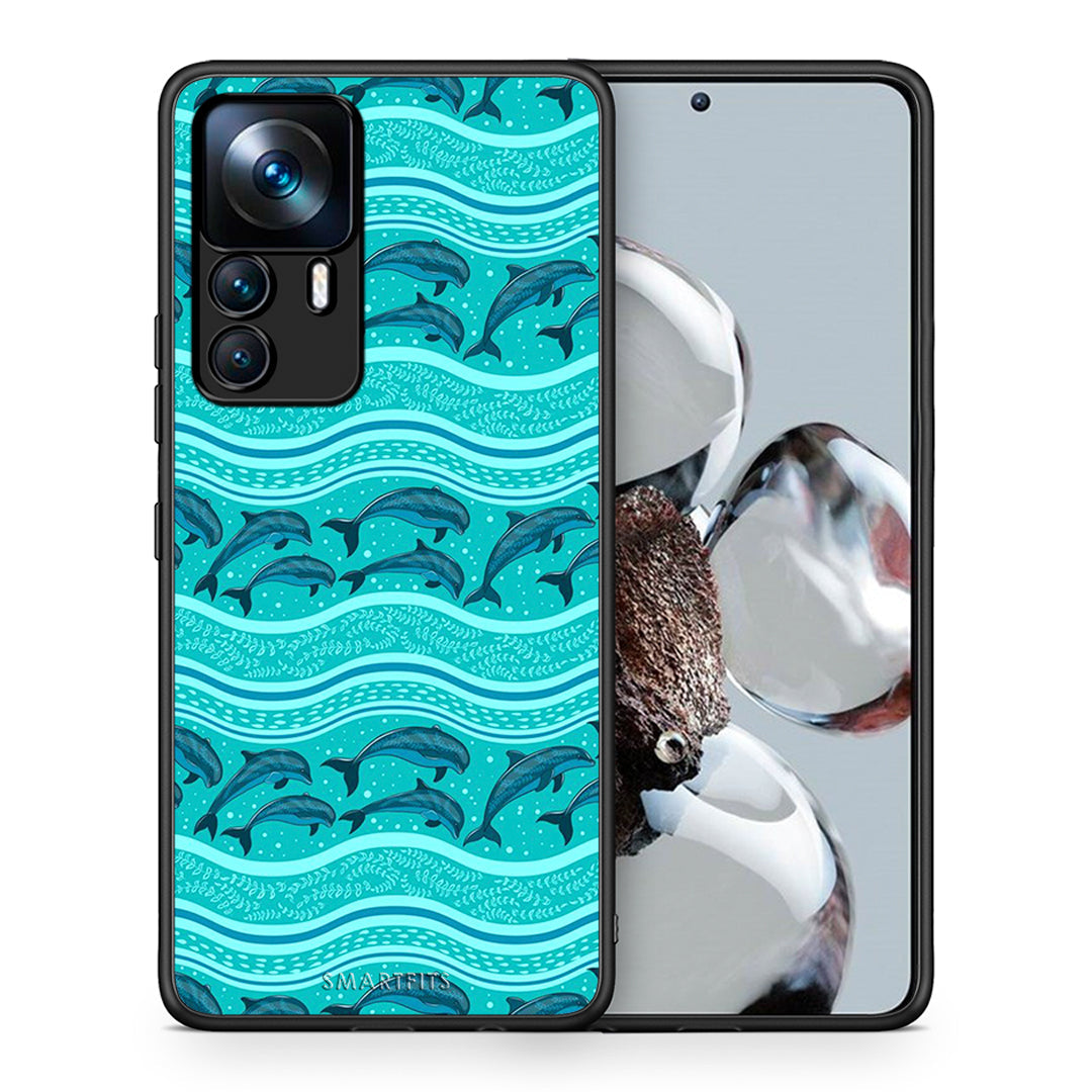 Θήκη Xiaomi 12T / K50 Ultra Swimming Dolphins από τη Smartfits με σχέδιο στο πίσω μέρος και μαύρο περίβλημα | Xiaomi 12T / K50 Ultra Swimming Dolphins case with colorful back and black bezels
