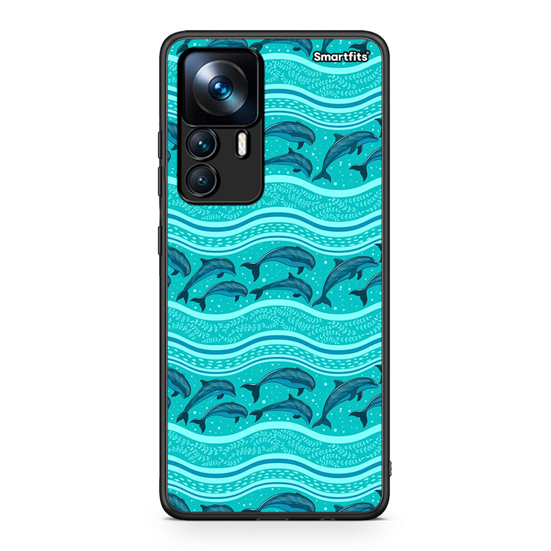 Xiaomi 12T / 12T Pro / K50 Ultra Swimming Dolphins θήκη από τη Smartfits με σχέδιο στο πίσω μέρος και μαύρο περίβλημα | Smartphone case with colorful back and black bezels by Smartfits