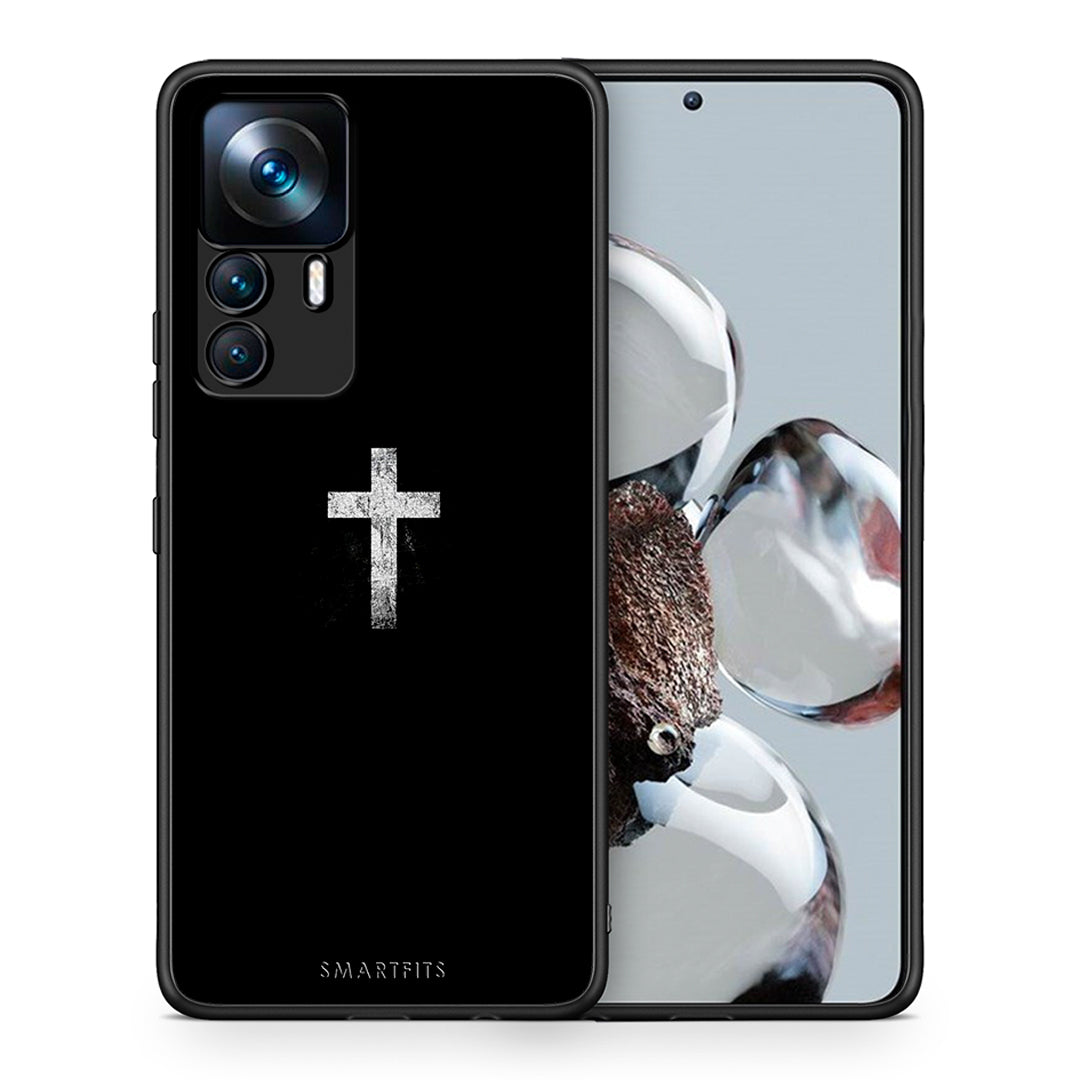 Θήκη Xiaomi 12T / K50 Ultra White Cross από τη Smartfits με σχέδιο στο πίσω μέρος και μαύρο περίβλημα | Xiaomi 12T / K50 Ultra White Cross case with colorful back and black bezels