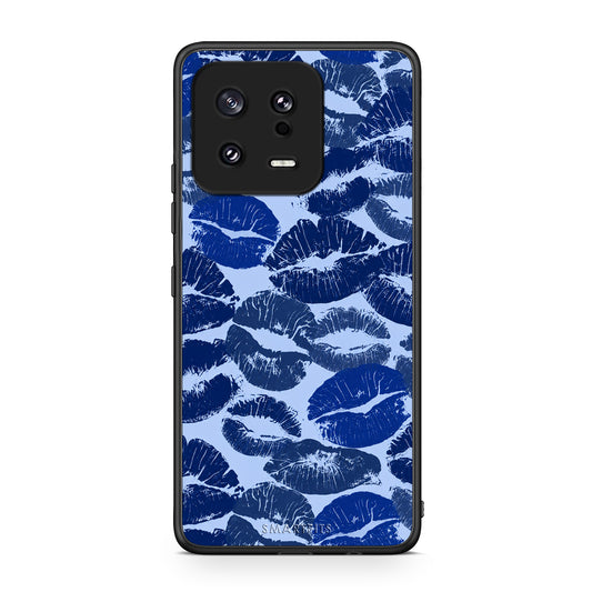 Θήκη Xiaomi 13 Blue Lipstick Kisses από τη Smartfits με σχέδιο στο πίσω μέρος και μαύρο περίβλημα | Xiaomi 13 Blue Lipstick Kisses case with colorful back and black bezels