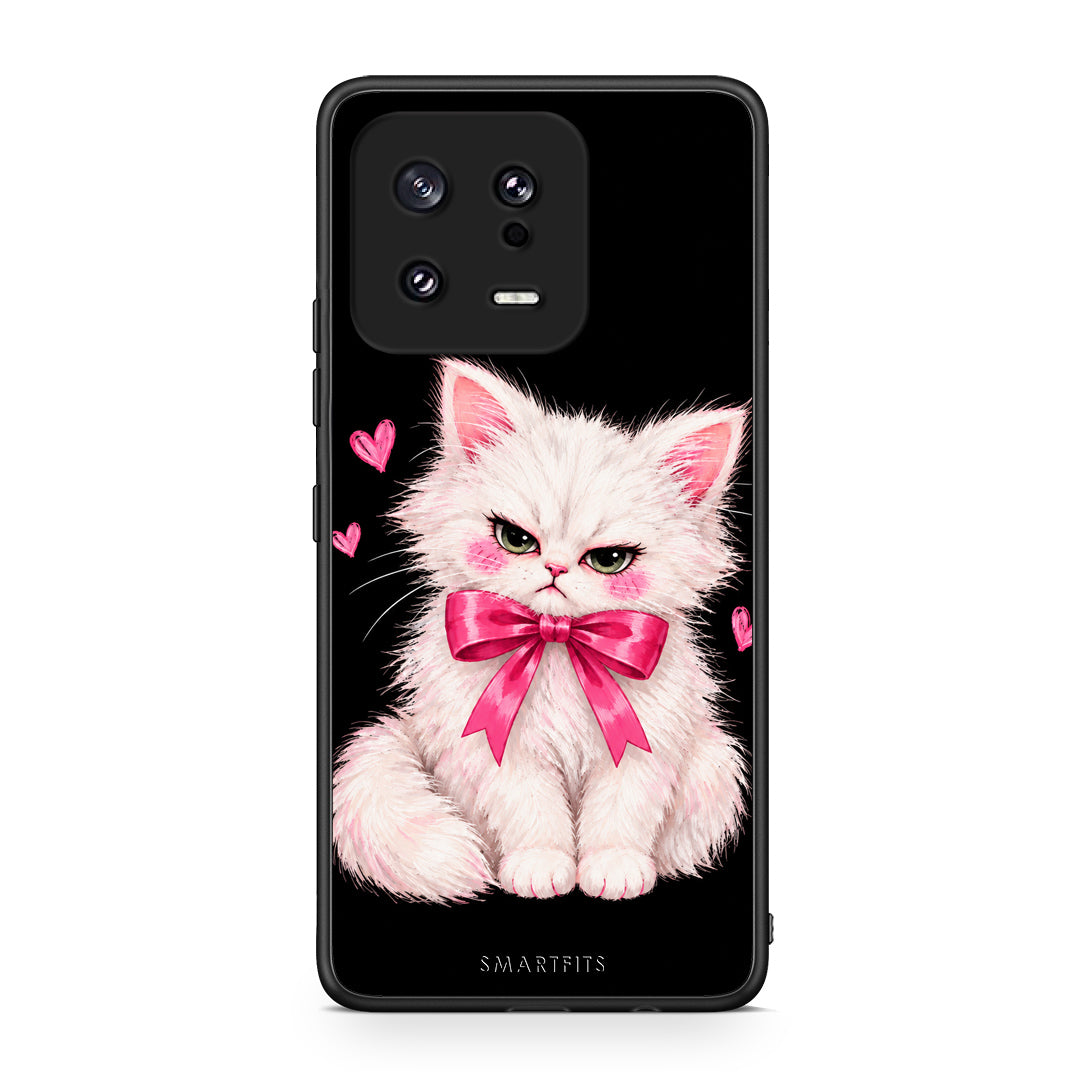 Θήκη Xiaomi 13 Grumpy Party Kitten on Black από τη Smartfits με σχέδιο στο πίσω μέρος και μαύρο περίβλημα | Xiaomi 13 Grumpy Party Kitten on Black case with colorful back and black bezels
