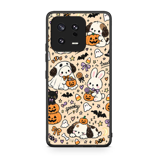 Θήκη Xiaomi 13 Halloween Puppies and Friends on Cream από τη Smartfits με σχέδιο στο πίσω μέρος και μαύρο περίβλημα | Xiaomi 13 Halloween Puppies and Friends on Cream case with colorful back and black bezels