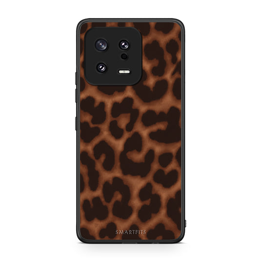 Θήκη Xiaomi 13 Leopard Print Dark Brown από τη Smartfits με σχέδιο στο πίσω μέρος και μαύρο περίβλημα | Xiaomi 13 Leopard Print Dark Brown case with colorful back and black bezels