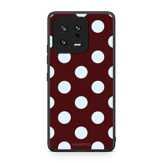 Θήκη Xiaomi 13 Pale Blue Large Polka Dots on Burgundy από τη Smartfits με σχέδιο στο πίσω μέρος και μαύρο περίβλημα | Xiaomi 13 Pale Blue Large Polka Dots on Burgundy case with colorful back and black bezels