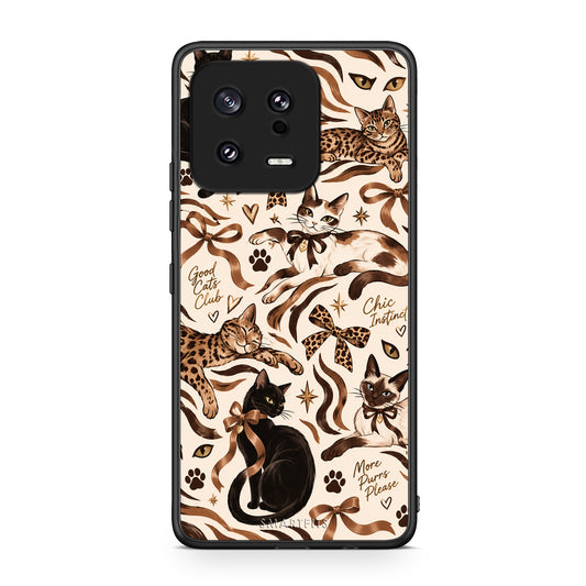 Θήκη Xiaomi 13 Wild Cats and Animal Print Collage από τη Smartfits με σχέδιο στο πίσω μέρος και μαύρο περίβλημα | Xiaomi 13 Wild Cats and Animal Print Collage case with colorful back and black bezels