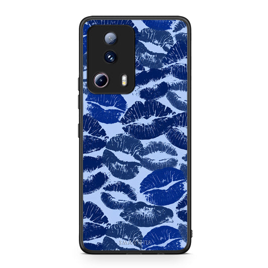 Θήκη Xiaomi 13 Lite 5G Blue Lipstick Kisses από τη Smartfits με σχέδιο στο πίσω μέρος και μαύρο περίβλημα | Xiaomi 13 Lite 5G Blue Lipstick Kisses case with colorful back and black bezels