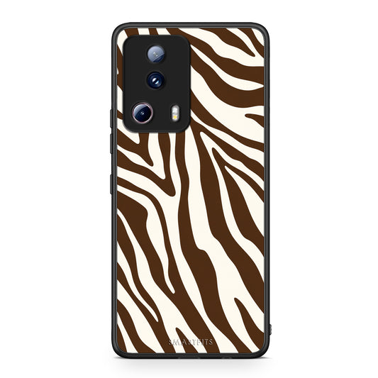Θήκη Xiaomi 13 Lite 5G Brown and Cream Zebra Stripes από τη Smartfits με σχέδιο στο πίσω μέρος και μαύρο περίβλημα | Xiaomi 13 Lite 5G Brown and Cream Zebra Stripes case with colorful back and black bezels