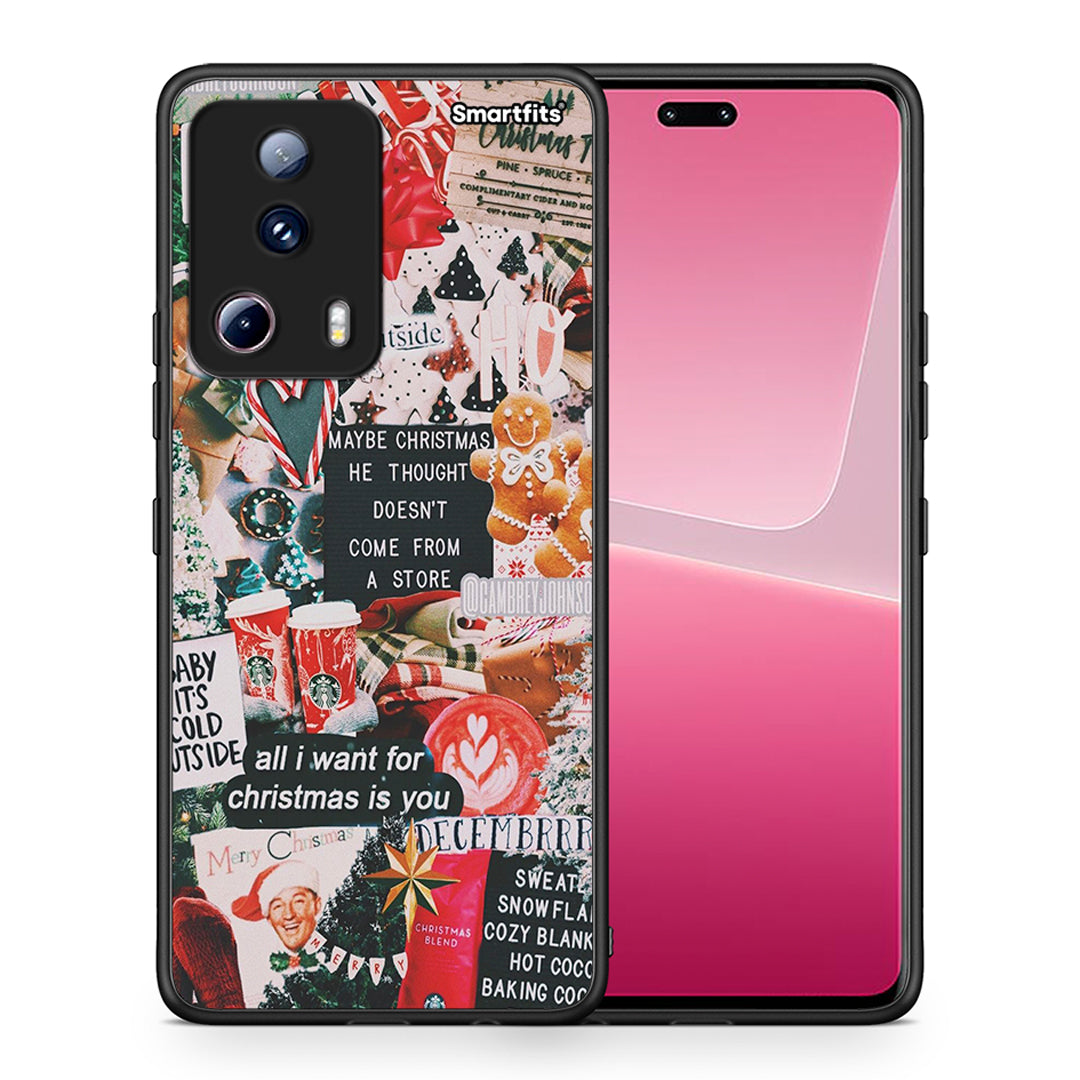Θήκη Xiaomi 13 Lite 5G Christmas Happiness από τη Smartfits με σχέδιο στο πίσω μέρος και μαύρο περίβλημα | Xiaomi 13 Lite 5G Christmas Happiness Case with Colorful Back and Black Bezels