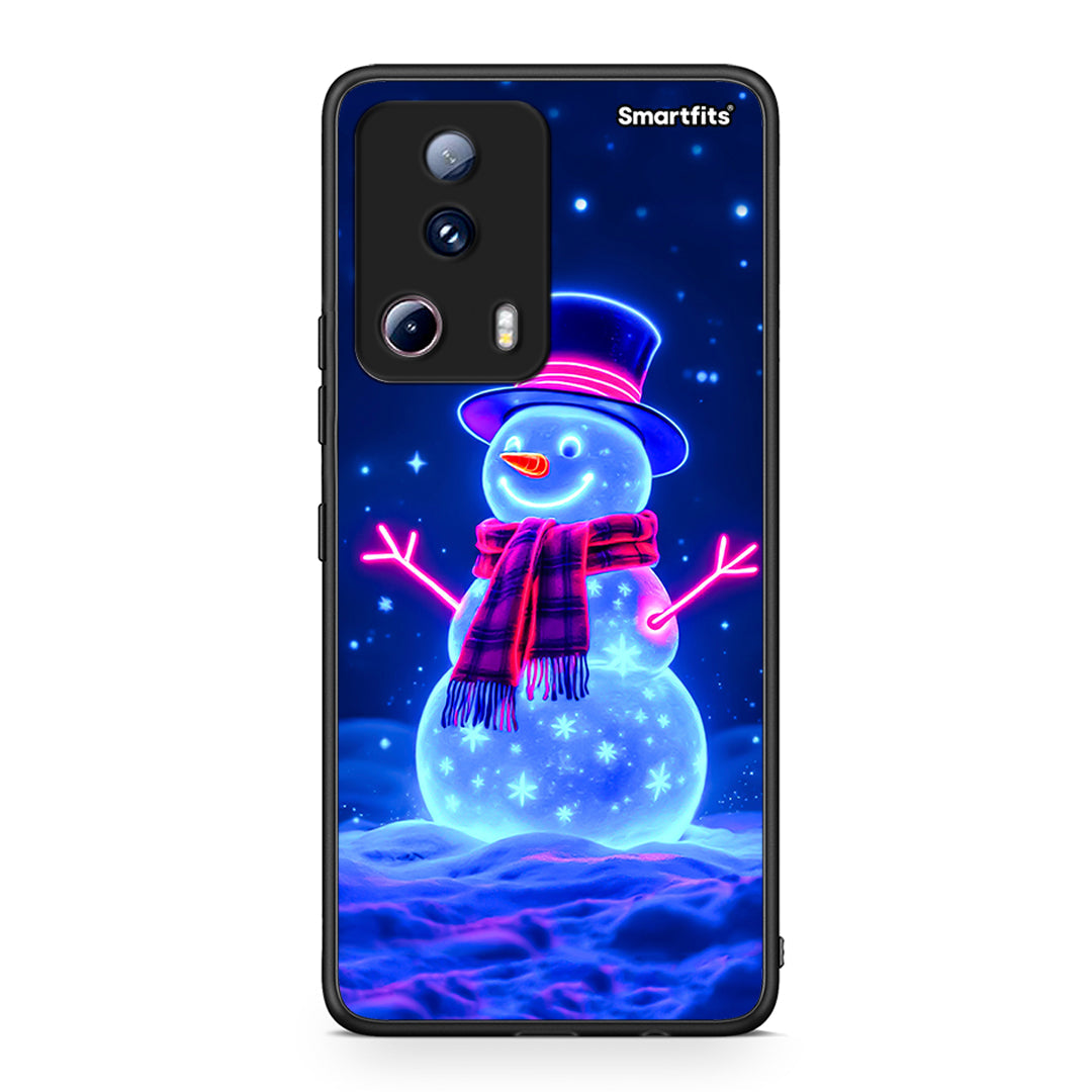 Θήκη Xiaomi 13 Lite 5G Christmas Neon Snowman από τη Smartfits με σχέδιο στο πίσω μέρος και μαύρο περίβλημα | Xiaomi 13 Lite 5G Christmas Neon Snowman Case with Colorful Back and Black Bezels