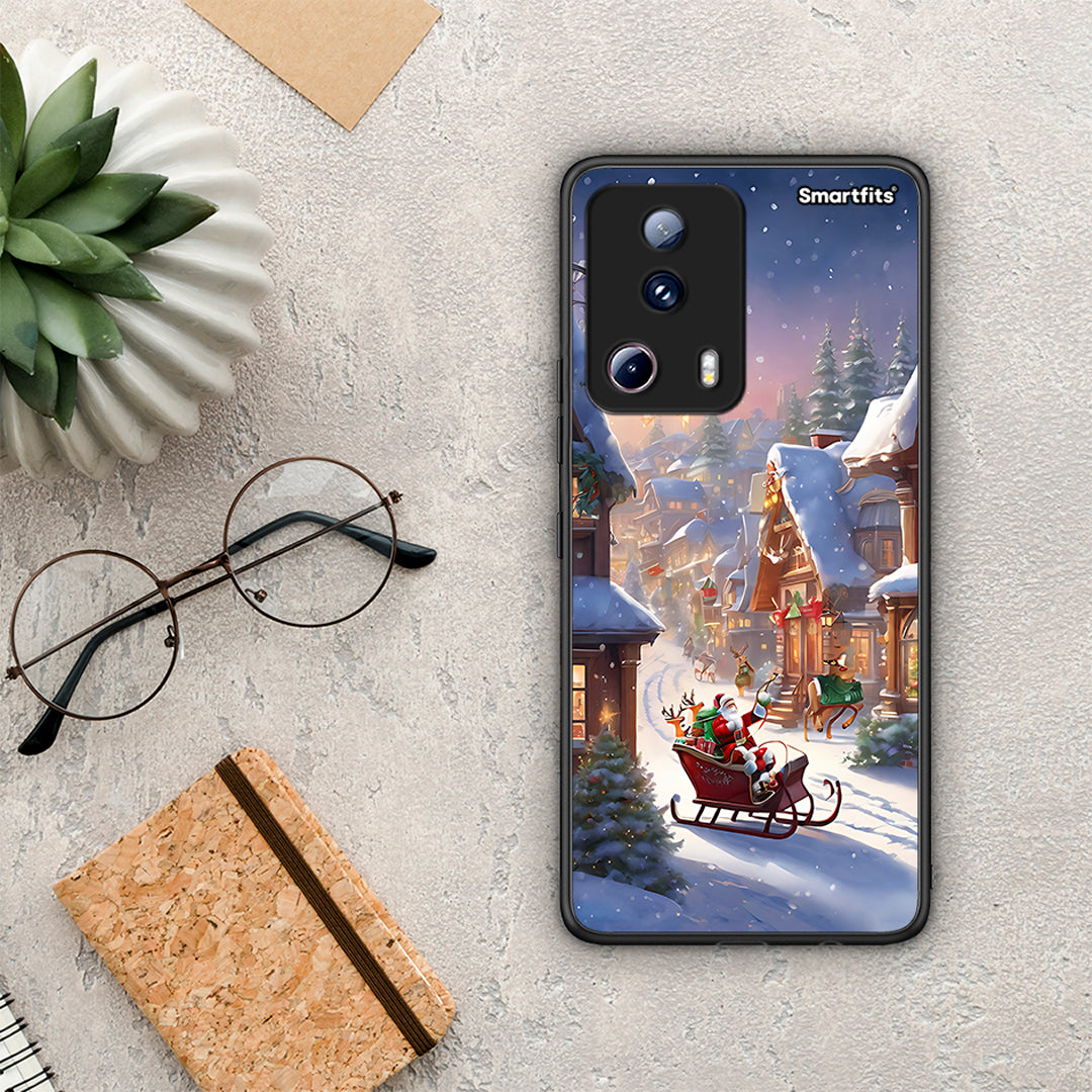 Θήκη Xiaomi 13 Lite 5G Christmas Snow από τη Smartfits με σχέδιο στο πίσω μέρος και μαύρο περίβλημα | Xiaomi 13 Lite 5G Christmas Snow Case with Colorful Back and Black Bezels
