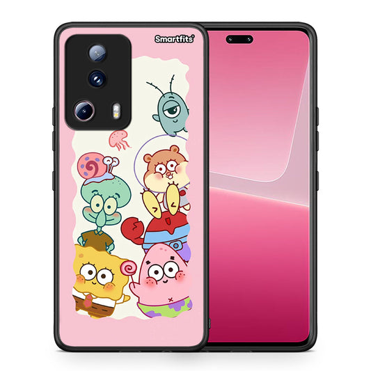 Θήκη Xiaomi 13 Lite 5G Cute Companion από τη Smartfits με σχέδιο στο πίσω μέρος και μαύρο περίβλημα | Xiaomi 13 Lite 5G Cute Companion Case with Colorful Back and Black Bezels