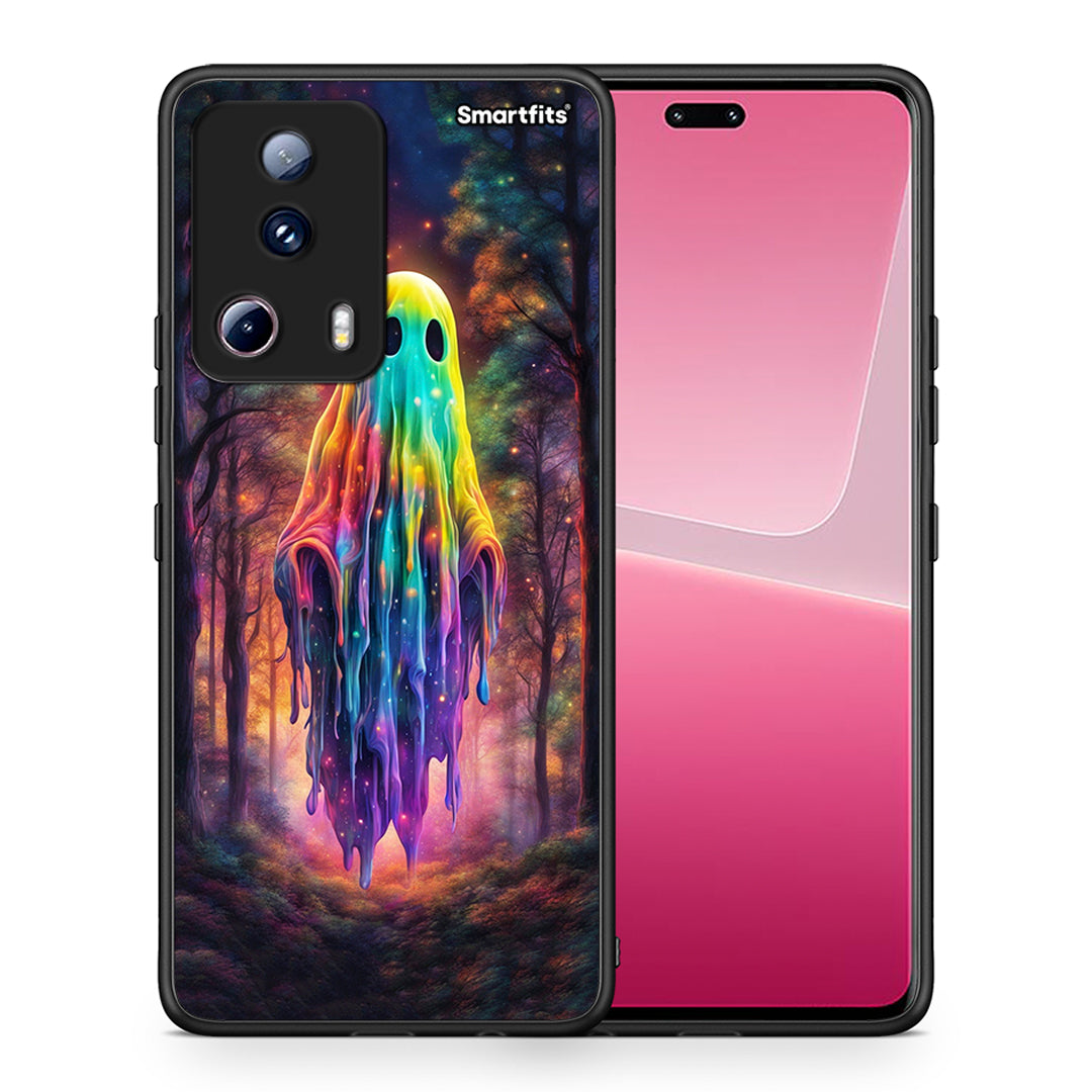 Θήκη Xiaomi 13 Lite 5G Halloween Ghost από τη Smartfits με σχέδιο στο πίσω μέρος και μαύρο περίβλημα | Xiaomi 13 Lite 5G Halloween Ghost Case with Colorful Back and Black Bezels