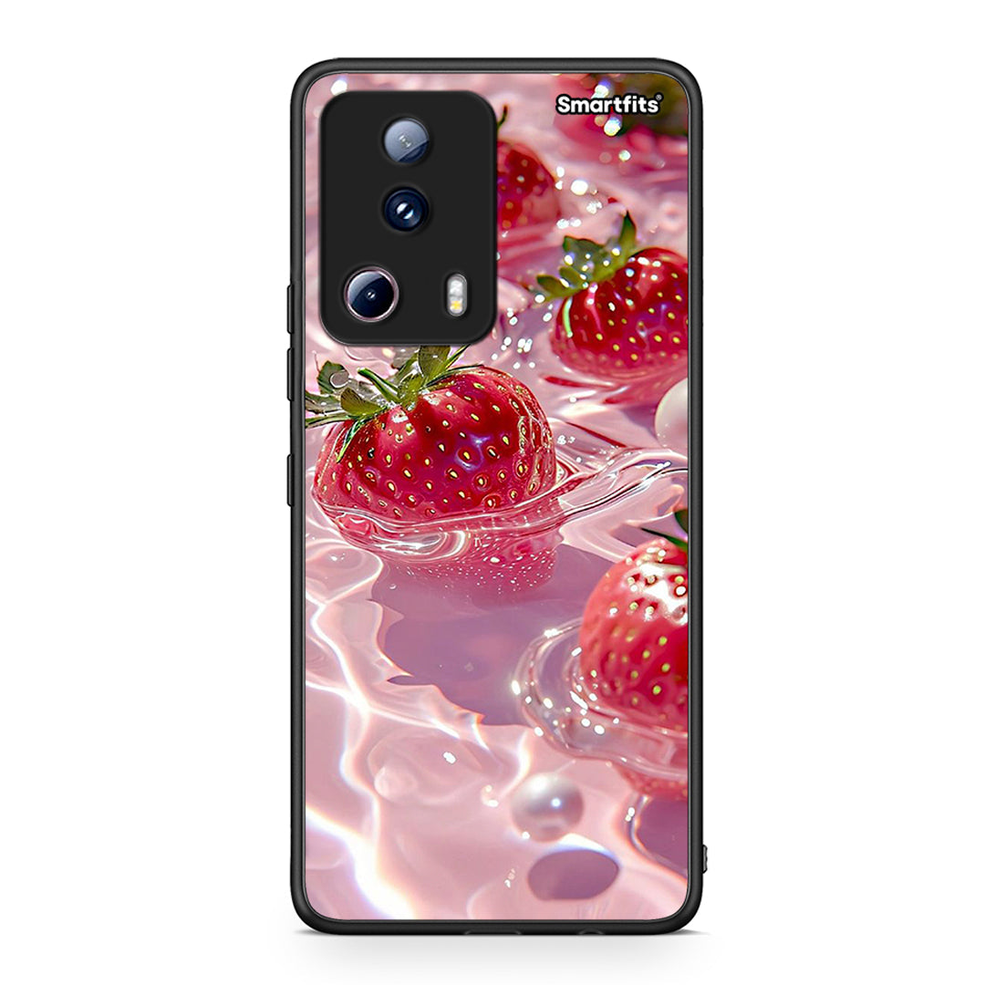 Θήκη Xiaomi 13 Lite 5G Juicy Strawberries από τη Smartfits με σχέδιο στο πίσω μέρος και μαύρο περίβλημα | Xiaomi 13 Lite 5G Juicy Strawberries Case with Colorful Back and Black Bezels