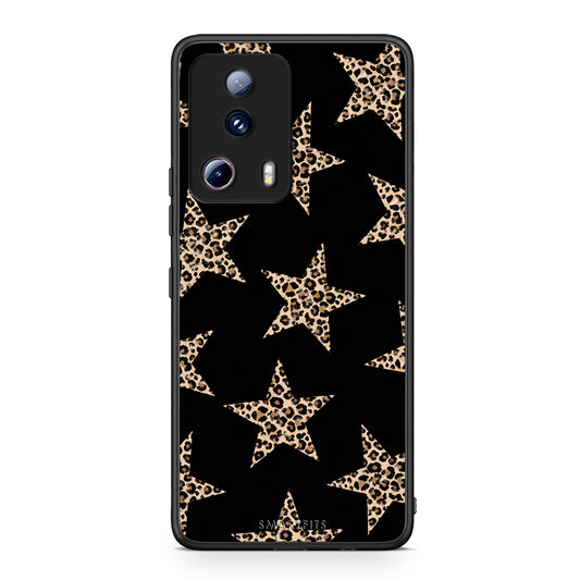 Θήκη Xiaomi 13 Lite 5G Leopard Stars on Black από τη Smartfits με σχέδιο στο πίσω μέρος και μαύρο περίβλημα | Xiaomi 13 Lite 5G Leopard Stars on Black case with colorful back and black bezels