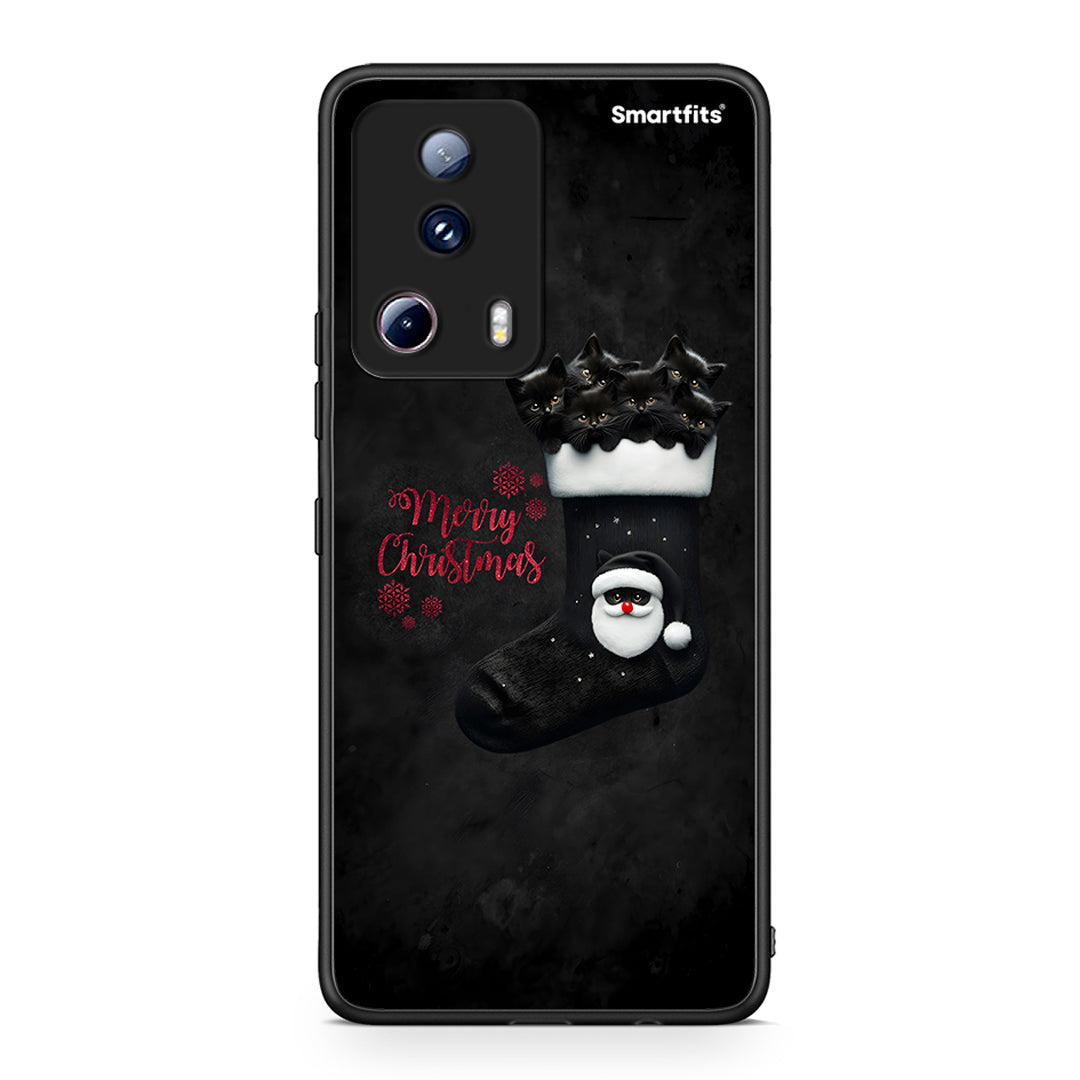 Θήκη Xiaomi 13 Lite 5G Merry Cat Christmas από τη Smartfits με σχέδιο στο πίσω μέρος και μαύρο περίβλημα | Xiaomi 13 Lite 5G Merry Cat Christmas Case with Colorful Back and Black Bezels