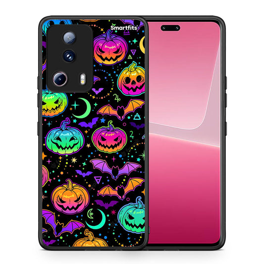 Θήκη Xiaomi 13 Lite 5G Neon Halloween από τη Smartfits με σχέδιο στο πίσω μέρος και μαύρο περίβλημα | Xiaomi 13 Lite 5G Neon Halloween Case with Colorful Back and Black Bezels