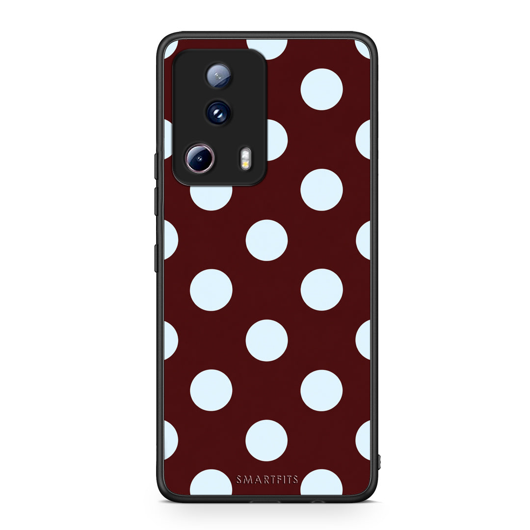 Θήκη Xiaomi 13 Lite 5G Pale Blue Large Polka Dots on Burgundy από τη Smartfits με σχέδιο στο πίσω μέρος και μαύρο περίβλημα | Xiaomi 13 Lite 5G Pale Blue Large Polka Dots on Burgundy case with colorful back and black bezels