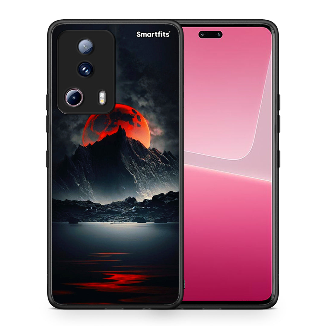Θήκη Xiaomi 13 Lite 5G Red Full Moon από τη Smartfits με σχέδιο στο πίσω μέρος και μαύρο περίβλημα | Xiaomi 13 Lite 5G Red Full Moon Case with Colorful Back and Black Bezels