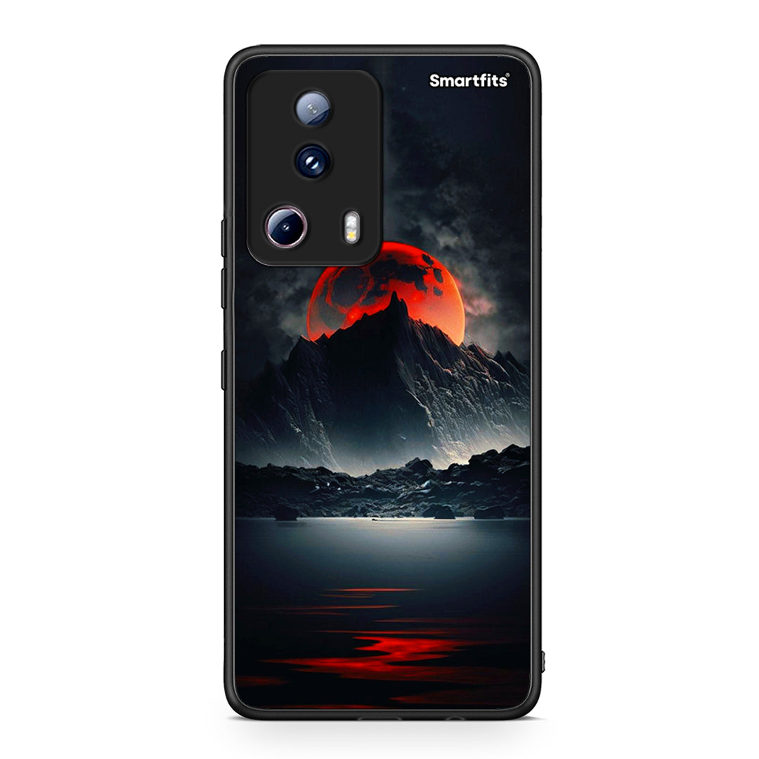 Θήκη Xiaomi 13 Lite 5G Red Full Moon από τη Smartfits με σχέδιο στο πίσω μέρος και μαύρο περίβλημα | Xiaomi 13 Lite 5G Red Full Moon Case with Colorful Back and Black Bezels