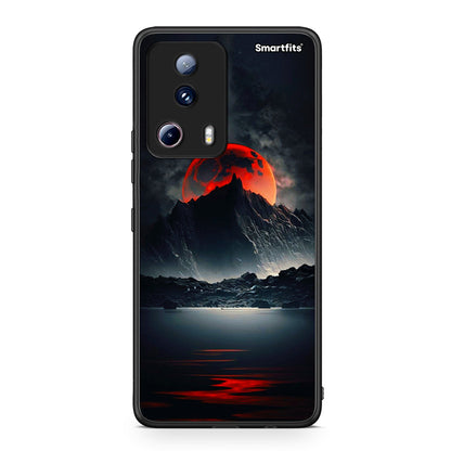 Θήκη Xiaomi 13 Lite 5G Red Full Moon από τη Smartfits με σχέδιο στο πίσω μέρος και μαύρο περίβλημα | Xiaomi 13 Lite 5G Red Full Moon Case with Colorful Back and Black Bezels