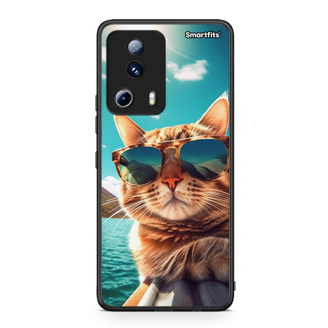Θήκη Xiaomi 13 Lite 5G Summer Cat από τη Smartfits με σχέδιο στο πίσω μέρος και μαύρο περίβλημα | Xiaomi 13 Lite 5G Summer Cat Case with Colorful Back and Black Bezels