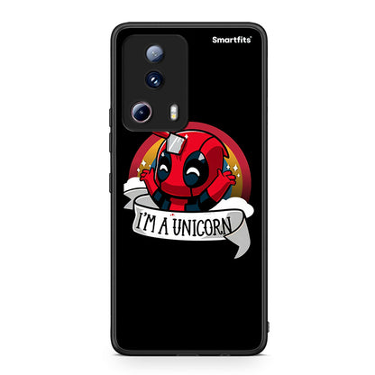Θήκη Xiaomi 13 Lite 5G Unicorn Deadpool από τη Smartfits με σχέδιο στο πίσω μέρος και μαύρο περίβλημα | Xiaomi 13 Lite 5G Unicorn Deadpool Case with Colorful Back and Black Bezels
