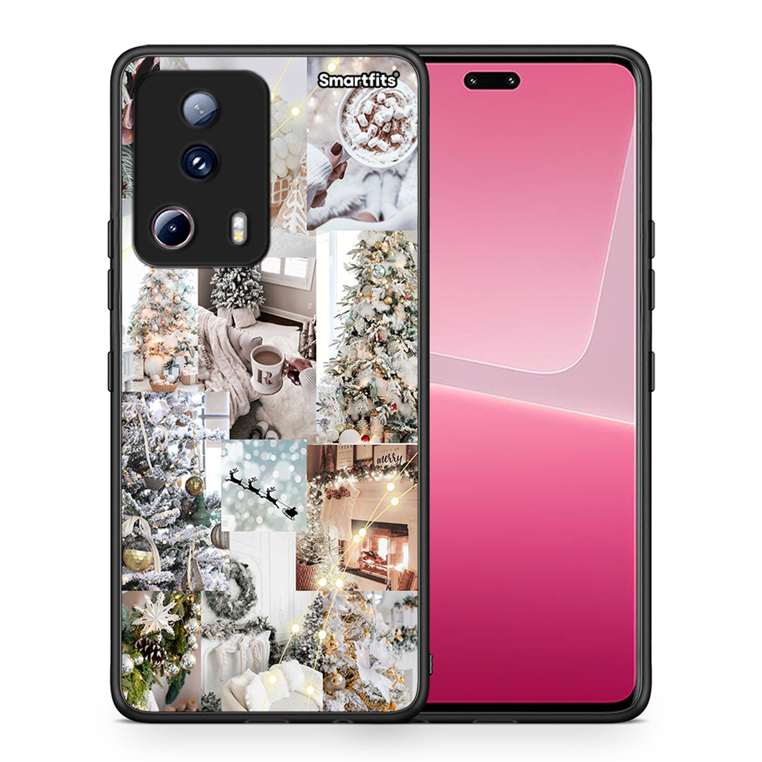 Θήκη Xiaomi 13 Lite 5G White Christmas από τη Smartfits με σχέδιο στο πίσω μέρος και μαύρο περίβλημα | Xiaomi 13 Lite 5G White Christmas Case with Colorful Back and Black Bezels