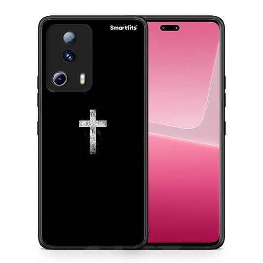 Θήκη Xiaomi 13 Lite 5G White Cross από τη Smartfits με σχέδιο στο πίσω μέρος και μαύρο περίβλημα | Xiaomi 13 Lite 5G White Cross Case with Colorful Back and Black Bezels