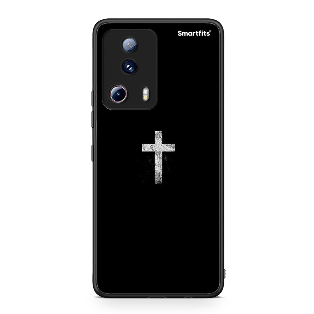 Θήκη Xiaomi 13 Lite 5G White Cross από τη Smartfits με σχέδιο στο πίσω μέρος και μαύρο περίβλημα | Xiaomi 13 Lite 5G White Cross Case with Colorful Back and Black Bezels