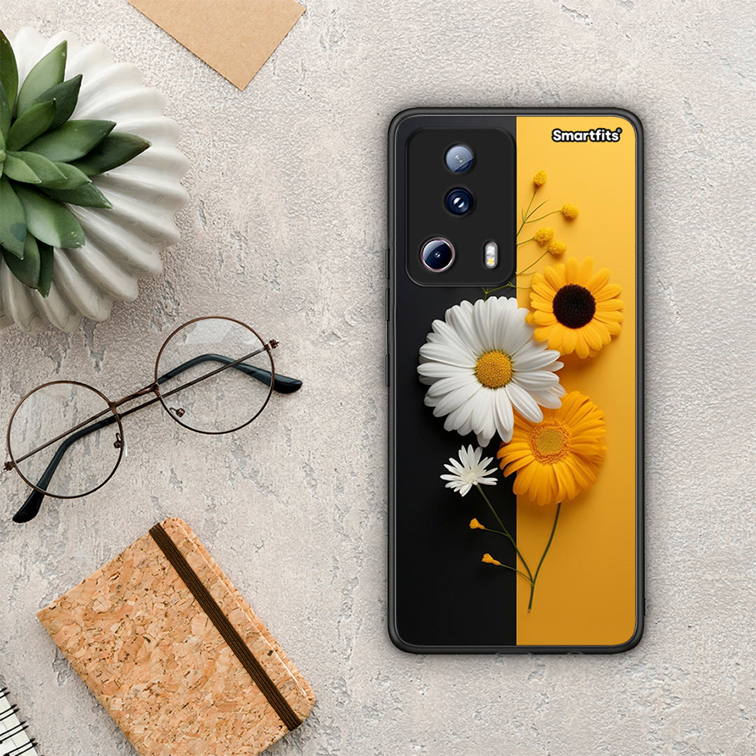 Θήκη Xiaomi 13 Lite 5G Yellow Daisies από τη Smartfits με σχέδιο στο πίσω μέρος και μαύρο περίβλημα | Xiaomi 13 Lite 5G Yellow Daisies Case with Colorful Back and Black Bezels