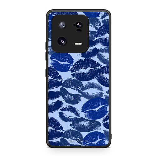 Θήκη Xiaomi 13 Pro Blue Lipstick Kisses από τη Smartfits με σχέδιο στο πίσω μέρος και μαύρο περίβλημα | Xiaomi 13 Pro Blue Lipstick Kisses case with colorful back and black bezels