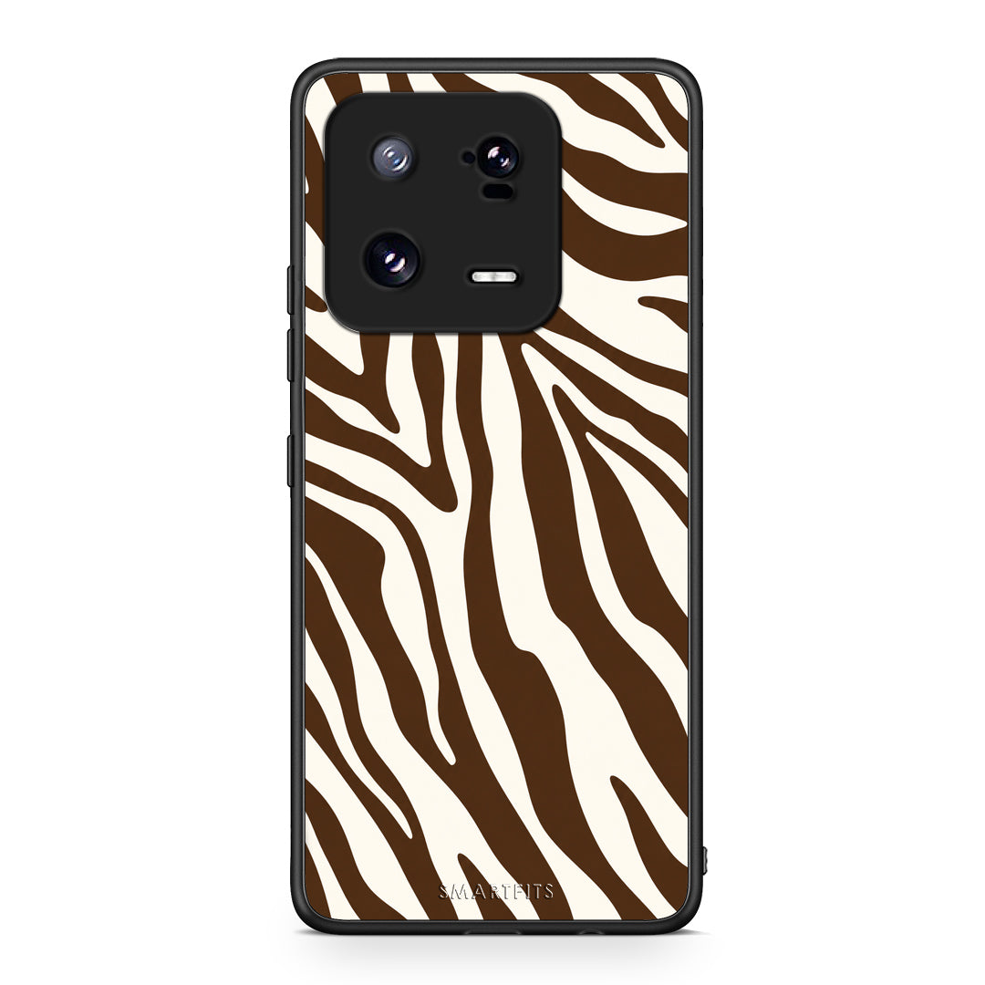 Θήκη Xiaomi 13 Pro Brown and Cream Zebra Stripes από τη Smartfits με σχέδιο στο πίσω μέρος και μαύρο περίβλημα | Xiaomi 13 Pro Brown and Cream Zebra Stripes case with colorful back and black bezels