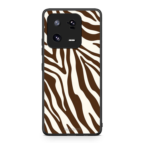 Θήκη Xiaomi 13 Pro Brown and Cream Zebra Stripes από τη Smartfits με σχέδιο στο πίσω μέρος και μαύρο περίβλημα | Xiaomi 13 Pro Brown and Cream Zebra Stripes case with colorful back and black bezels