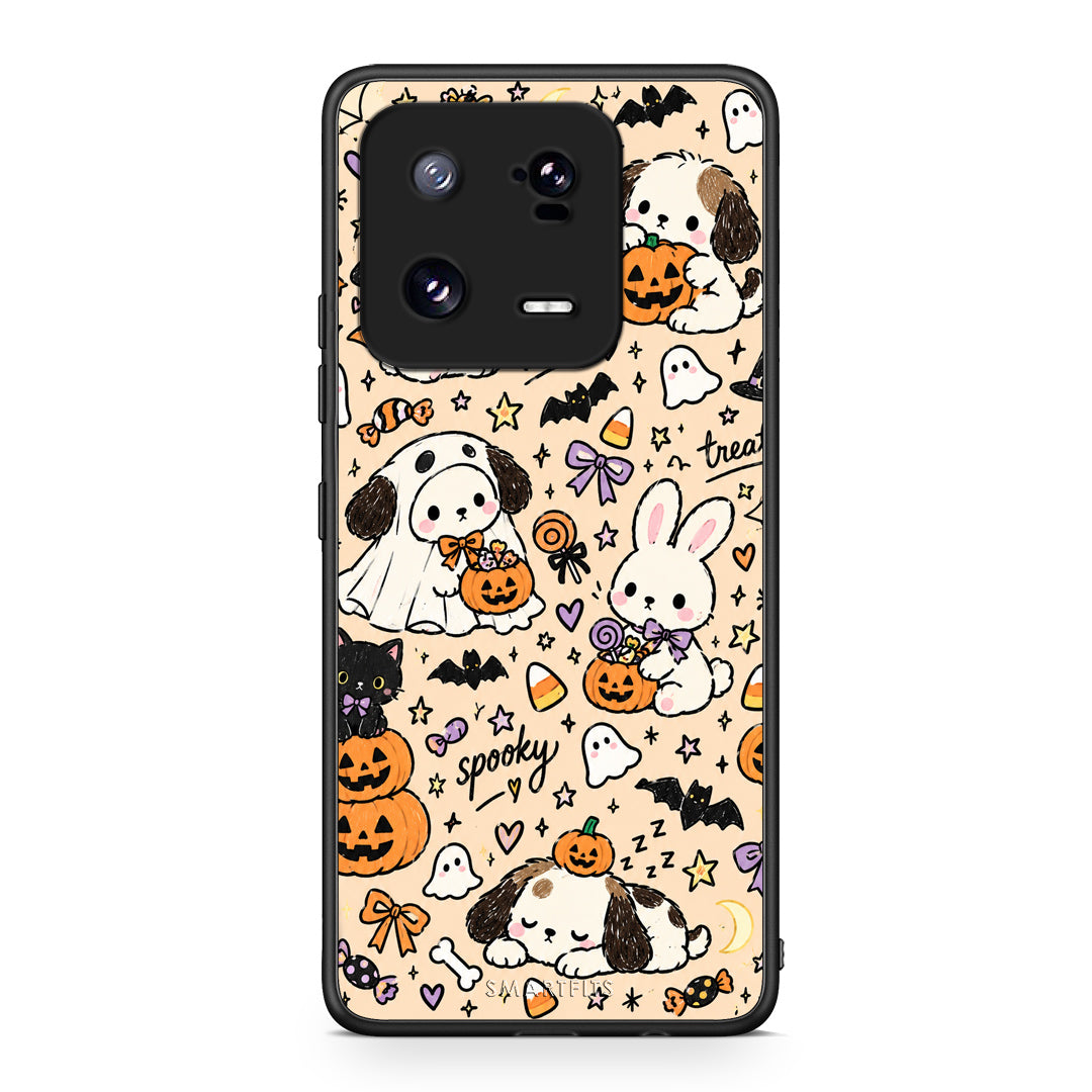 Θήκη Xiaomi 13 Pro Halloween Puppies and Friends on Cream από τη Smartfits με σχέδιο στο πίσω μέρος και μαύρο περίβλημα | Xiaomi 13 Pro Halloween Puppies and Friends on Cream case with colorful back and black bezels