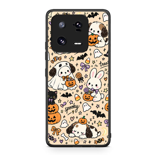 Θήκη Xiaomi 13 Pro Halloween Puppies and Friends on Cream από τη Smartfits με σχέδιο στο πίσω μέρος και μαύρο περίβλημα | Xiaomi 13 Pro Halloween Puppies and Friends on Cream case with colorful back and black bezels