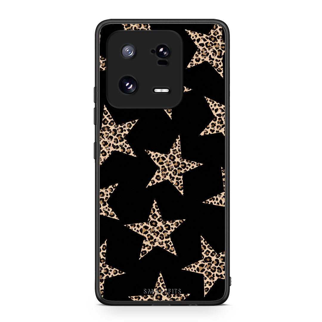 Θήκη Xiaomi 13 Pro Leopard Stars on Black από τη Smartfits με σχέδιο στο πίσω μέρος και μαύρο περίβλημα | Xiaomi 13 Pro Leopard Stars on Black case with colorful back and black bezels